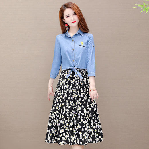 QYM20A53新款时尚牛仔印花吊带套装 商品图3