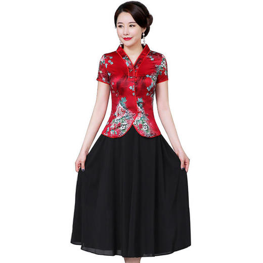 LYE2091新款复古印花短袖上衣半身裙两件套 商品图4