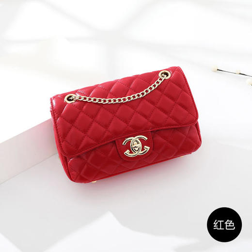 DLKL028新款明星同款小香风羊皮菱格链条百搭单肩斜挎手提方包 商品图3