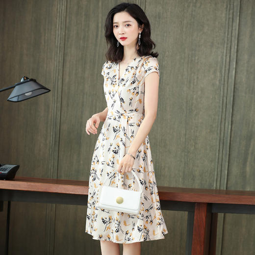 上海旗袍厂ASE-2270桑蚕丝V领真丝连衣裙 商品图2