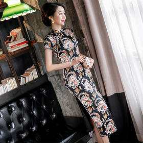 QQ-9597夏季新款复古气质真丝旗袍