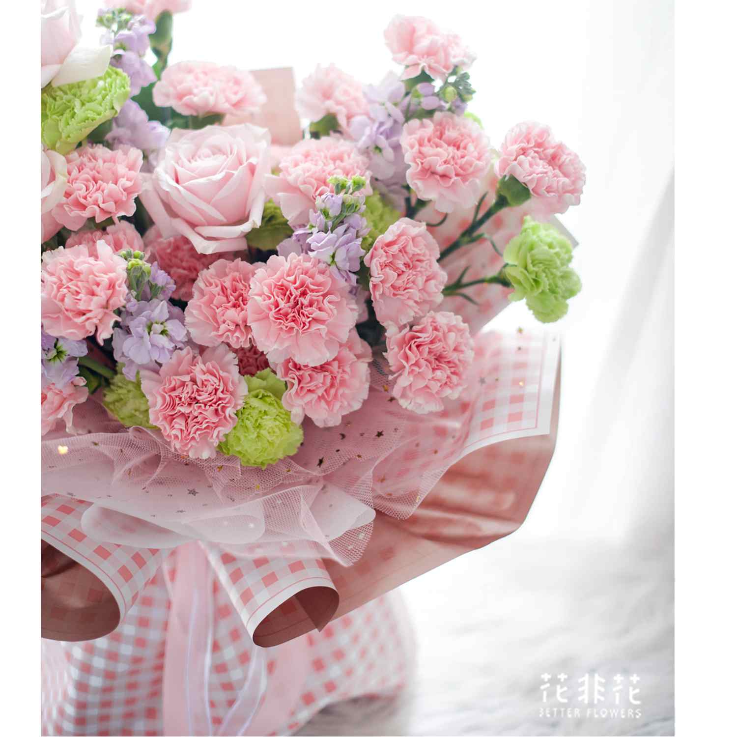 仙草蜜康乃馨韩式花束