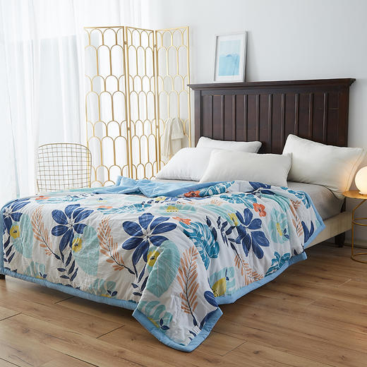 雪尼尔家纺大豆纤维夏凉被活性印花空调被200x230cm双人绗缝被