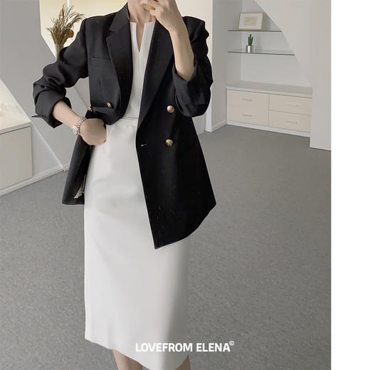 白色V领短袖腰带连衣裙 商品图9