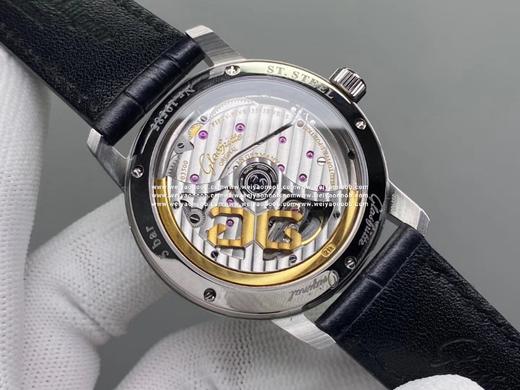 格拉苏蒂原创议员大日历月相腕表。男士腕表，皮表带，自动机械机芯，透底。 商品图6