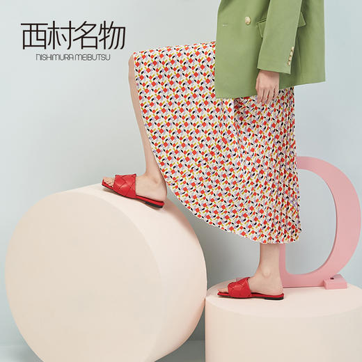 西村名物春夏新品彩色时尚潮流编制拖鞋凉鞋T20BJ23181 商品图1