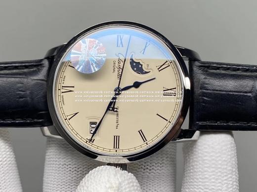 格拉苏蒂原创议员大日历月相腕表。男士腕表，皮表带，自动机械机芯，透底。 商品图3