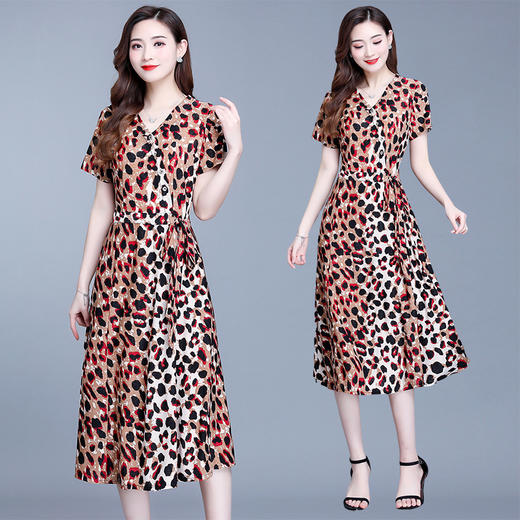 MQ-XFR2099夏装洋气阔太太气质短袖高贵连衣裙YY 商品图2