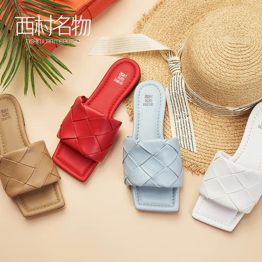 西村名物春夏新品彩色时尚潮流编制拖鞋凉鞋T20BJ23181 商品图0