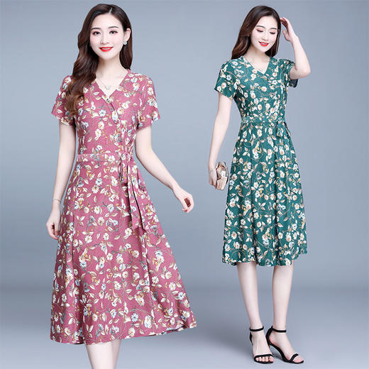 MQ-XFR2099夏装洋气阔太太气质短袖高贵连衣裙YY 商品图1