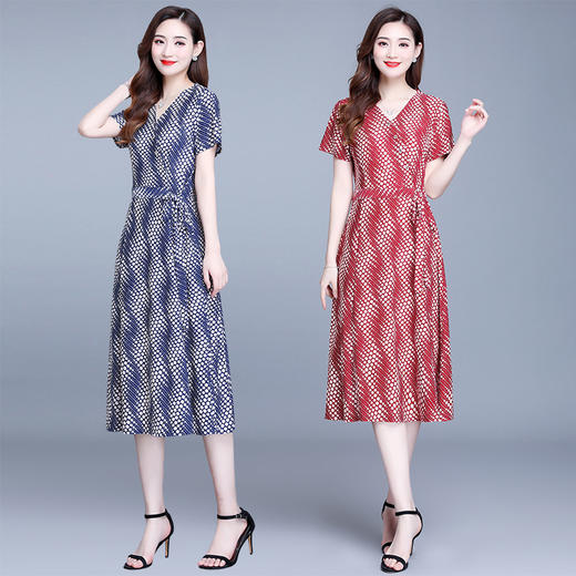 MQ-XFR2099夏装洋气阔太太气质短袖高贵连衣裙YY 商品图3