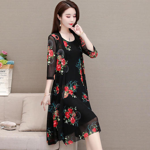 YWE-YWA03印花时尚气质优雅两件套连衣裙 商品图3