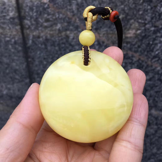 鸡油黄满蜜飘花蜡平安扣公主扣蜡满蜜实精修鱼眼孔纹理清晰完美全品