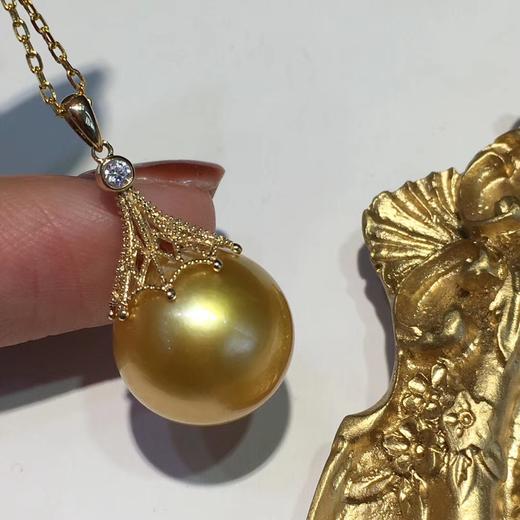 1415mm浓茶金色南洋金珠吊坠百分百天然色支持任何国检复检颜色浓郁到