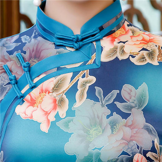 SKY-188183大码长款宽边复古印花旗袍 商品图3