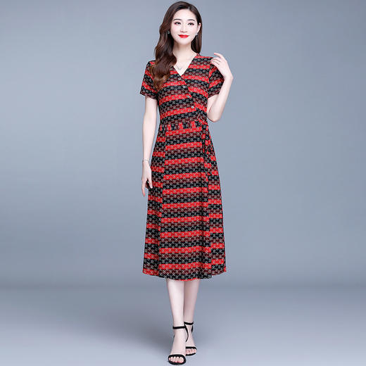 MQ-XFR2099夏装洋气阔太太气质短袖高贵连衣裙YY 商品图4