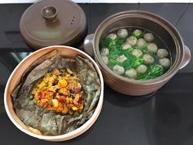 荷叶糯米鸡+手打牛肉丸