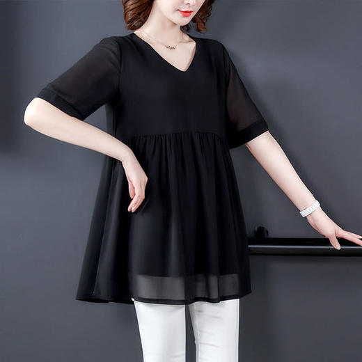 YX1102-新款大码宽松显瘦百搭雪纺小衫 商品图3