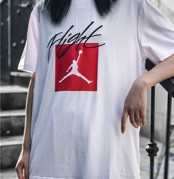 nikeairjordan乔丹经典飞人图案印花情侣短袖t恤aj1008