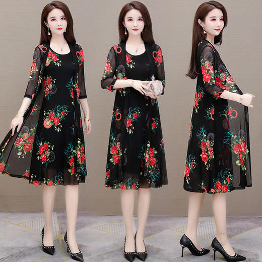 YWE-YWA03印花时尚气质优雅两件套连衣裙 商品图1