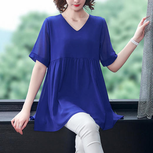 YX1102-新款大码宽松显瘦百搭雪纺小衫 商品图1