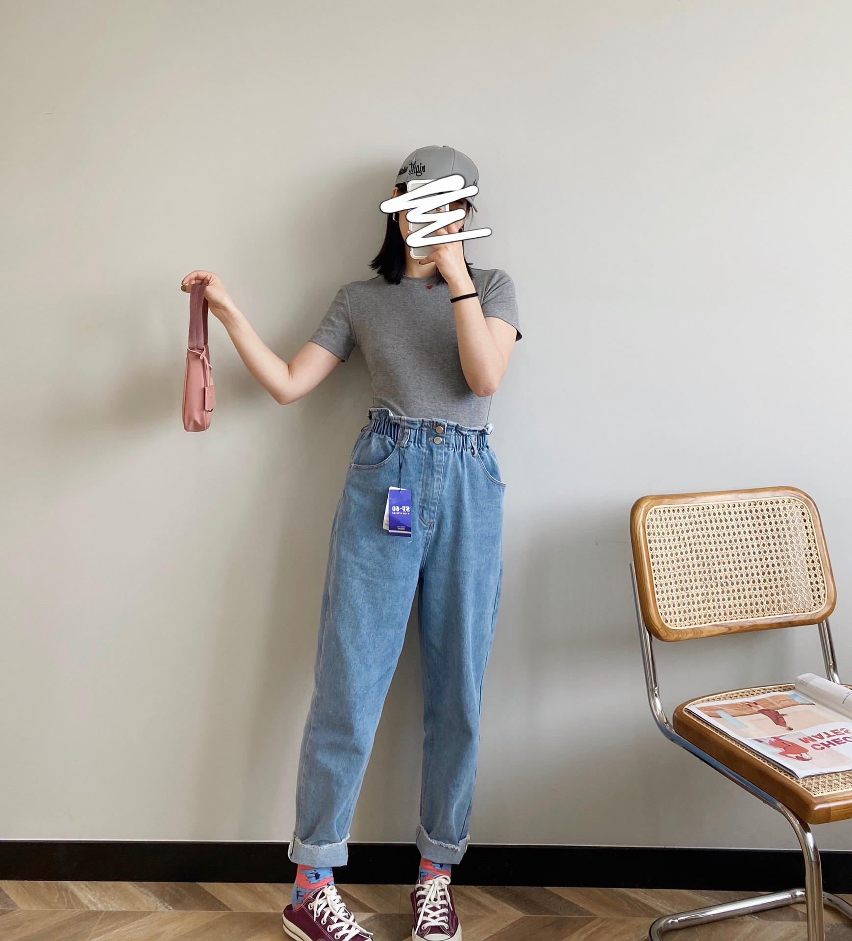 韩国单sp牛仔哈伦裤花苞裤牛仔裤