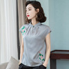 KQL-A142B2031新款时尚优雅气质立领绣花弹力衬衫 商品缩略图2