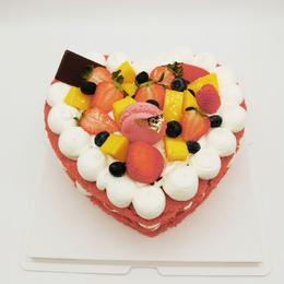 心型红丝绒裸蛋糕（动物奶油）