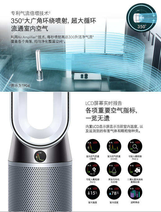 小家电：Dyson戴森HP05无叶风扇家用静音空气净化器冷暖两用落地电风扇 商品图5
