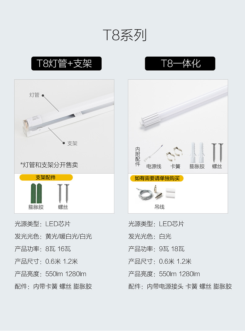 欧普t5灯管配件包电源插头