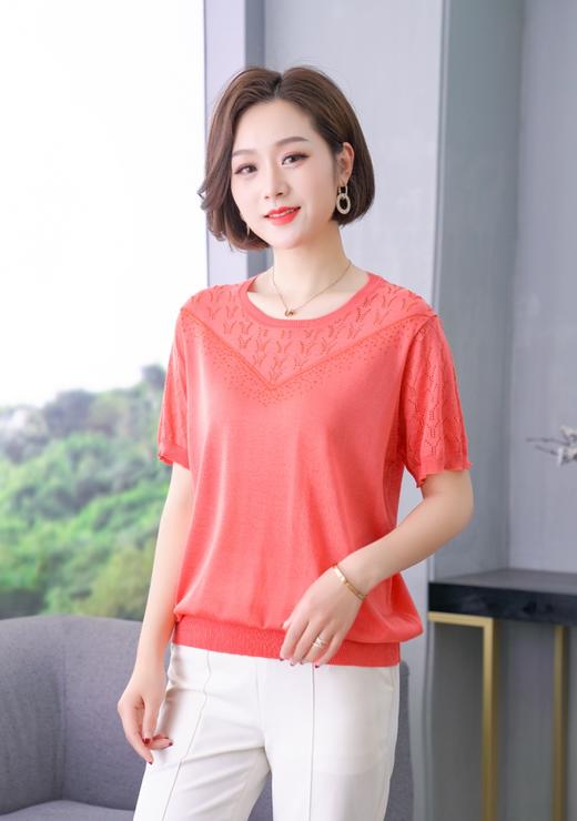 ★【亲肤透气】美阁妮妈妈装桑蚕丝短袖 商品图2