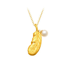 六鑫珠宝 999足金黄金羽毛吊坠