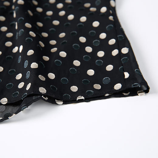 EITIE爱特爱女装夏款复古波点网纱透视飘带桑蚕丝女上衣衬衫6209904 商品图4