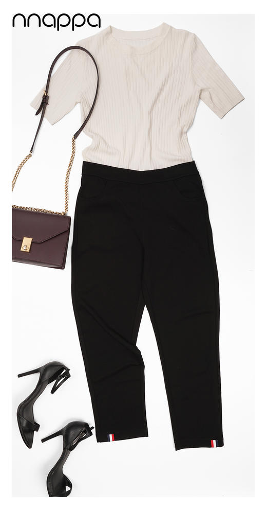 8分脚口红白蓝边休闲小直筒29184 商品图0