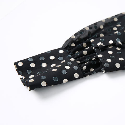 EITIE爱特爱女装夏款复古波点网纱透视飘带桑蚕丝女上衣衬衫6209904 商品图3