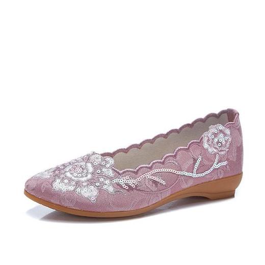 XQ-新款时尚立体花珠片绣花布鞋 商品图3