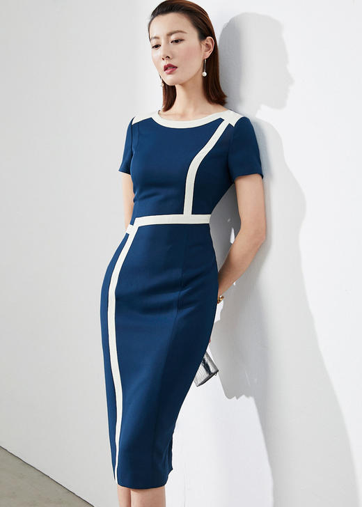 “梵高印象”J8181975X颈袖添香新品季气质包臀收腰显瘦修身OL职场酒会正装连衣裙J8181975X 商品图0