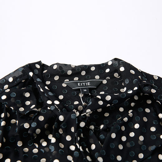 EITIE爱特爱女装夏款复古波点网纱透视飘带桑蚕丝女上衣衬衫6209904 商品图5