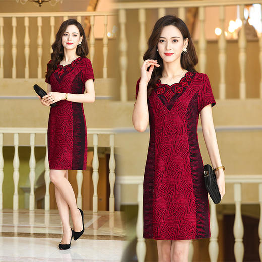 KQL-967238夏装新款婚宴喜婆婆婚礼妈妈装连衣裙 商品图2