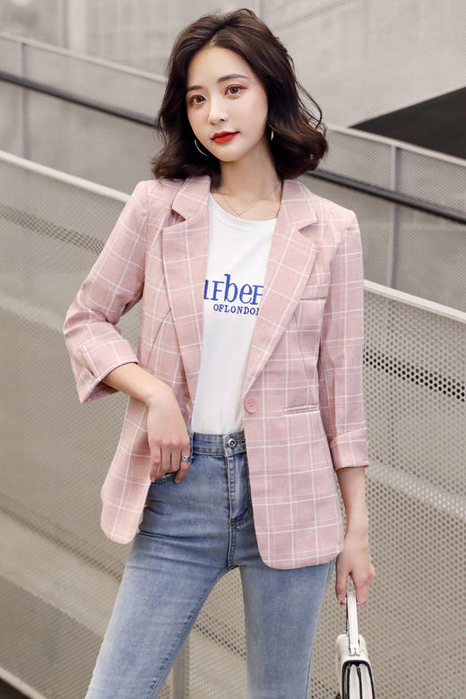 WZNH-XMYR8012韩版九分袖休闲西服短外套 商品图5