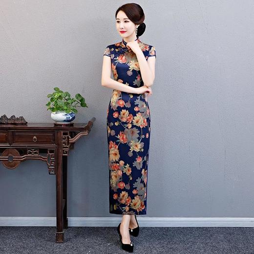 YSD-05889雨打梨花高档丝绸面料修身旗袍裙 商品图0