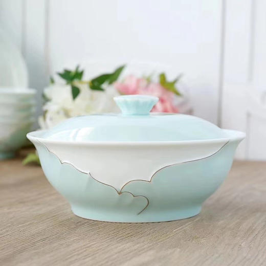 青瓷＋24K金描金装饰58头10人份套碗 商品图3