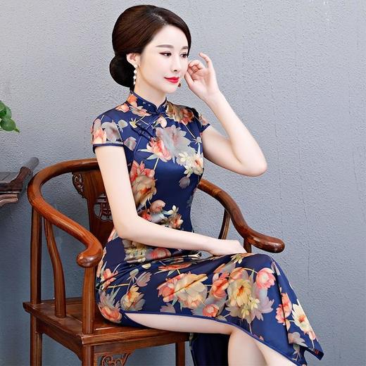 YSD-05889雨打梨花高档丝绸面料修身旗袍裙 商品图3