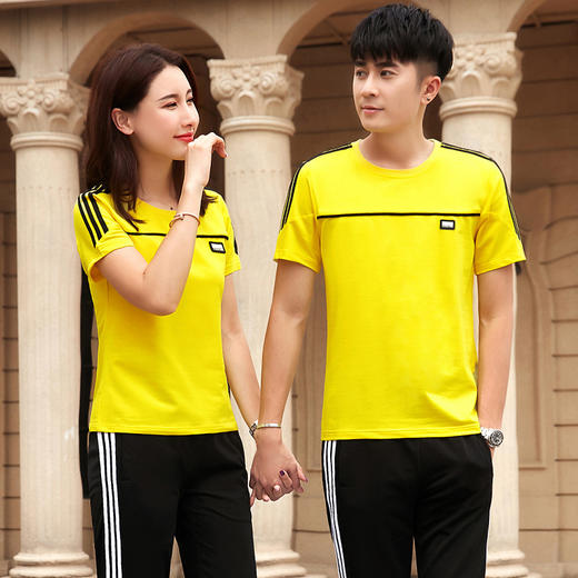 SPYG-9218DEF夏装宽松显瘦时尚短袖长裤跑步运动套装 商品图2