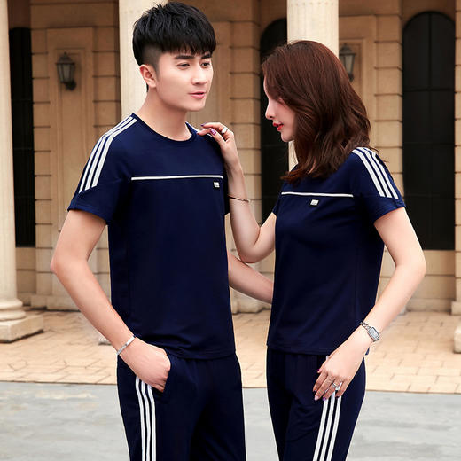 SPYG-9218DEF夏装宽松显瘦时尚短袖长裤跑步运动套装 商品图0