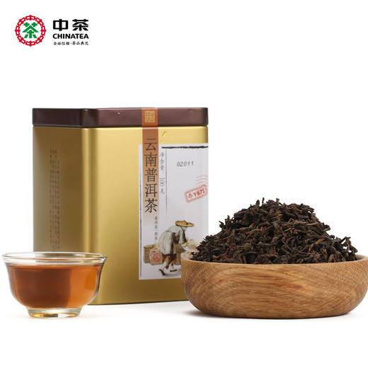 中茶2019年 小黄盒Y671普洱熟茶100g 罐装散茶 商品图0