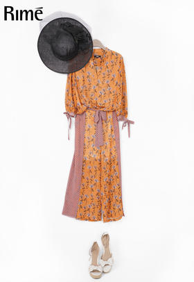 扎袖雪纺印花上衣36104