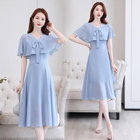 WZNH-JYSU6673新款夏季荷叶边高腰收腰雪纺连衣裙