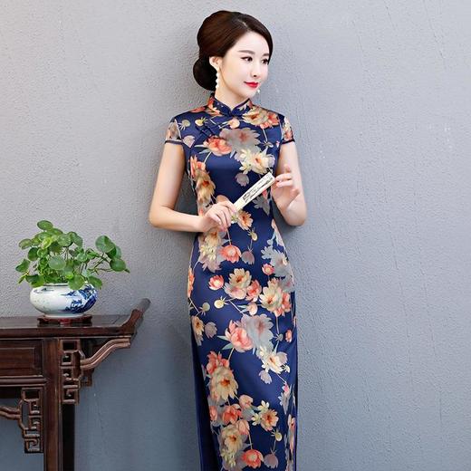 YSD-05889雨打梨花高档丝绸面料修身旗袍裙 商品图1