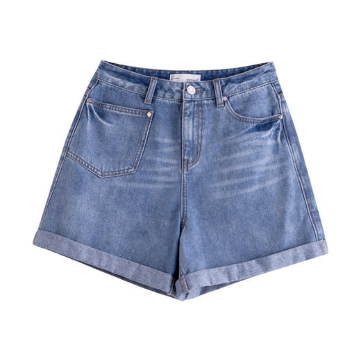 茵曼短裤牛仔裤女夏2020新款中腰休闲宽松百搭阔腿纯棉a型直筒裤